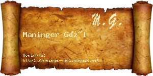 Maninger Gál névjegykártya